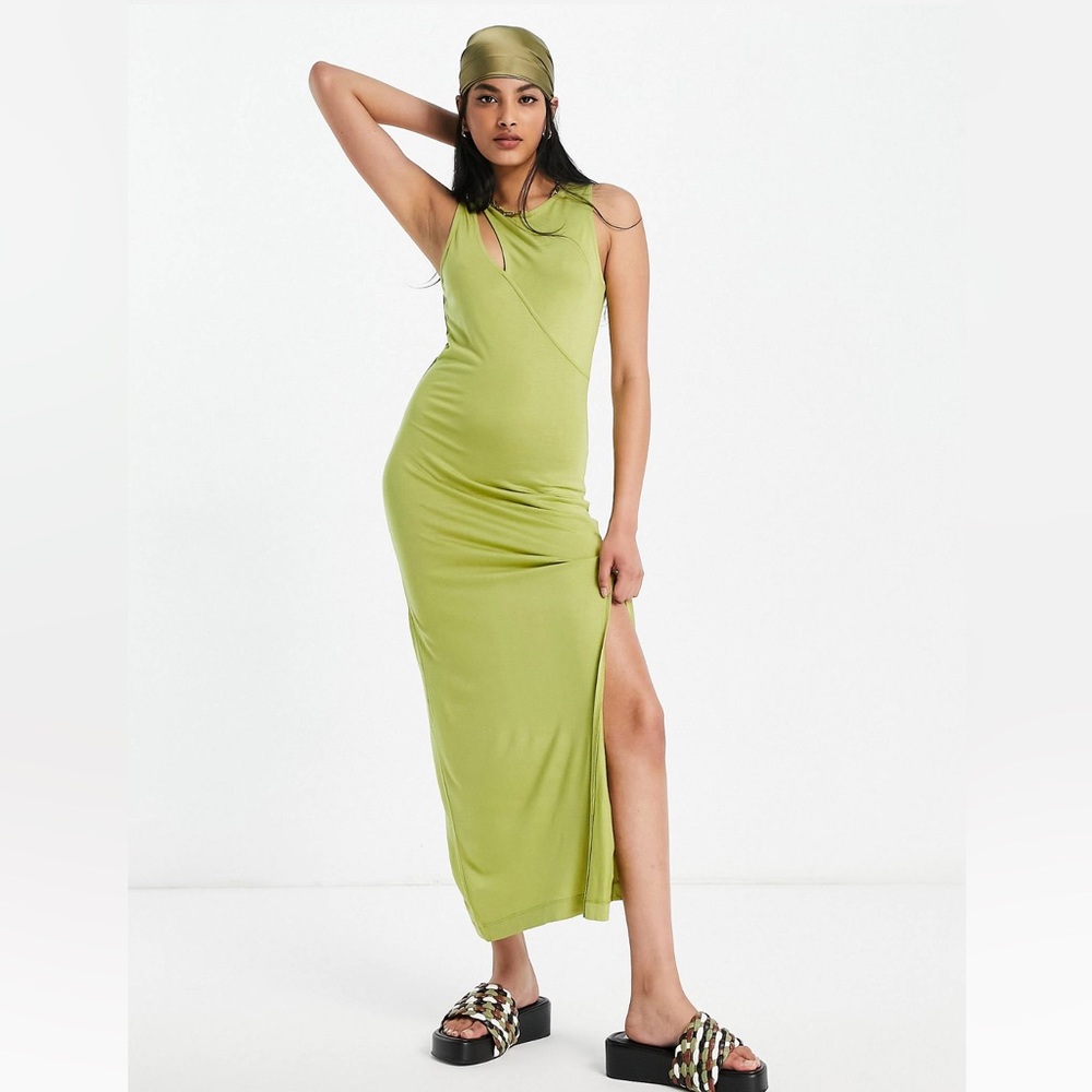NWT French Connection cut out maxi dress in green